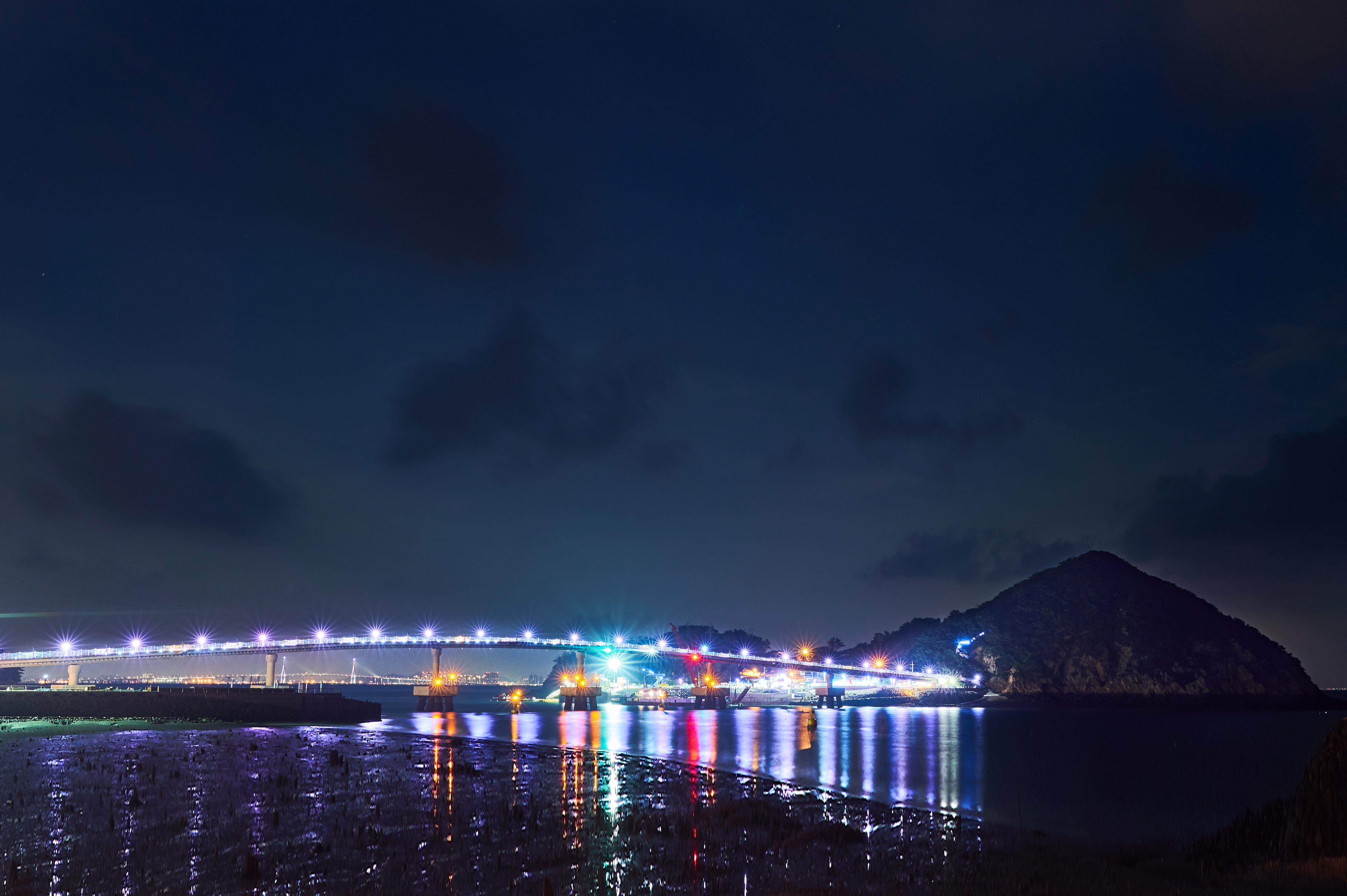 소무의도교 야경 이미지